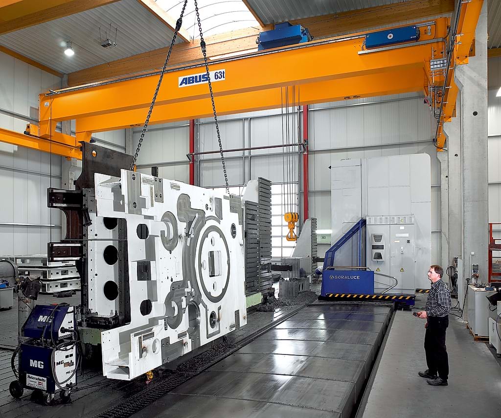 Stooled up double girder cranes